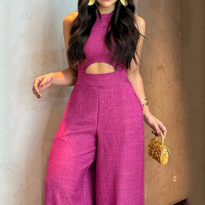 Cut-Out Jumpsuit with Wide-Leg Design OK